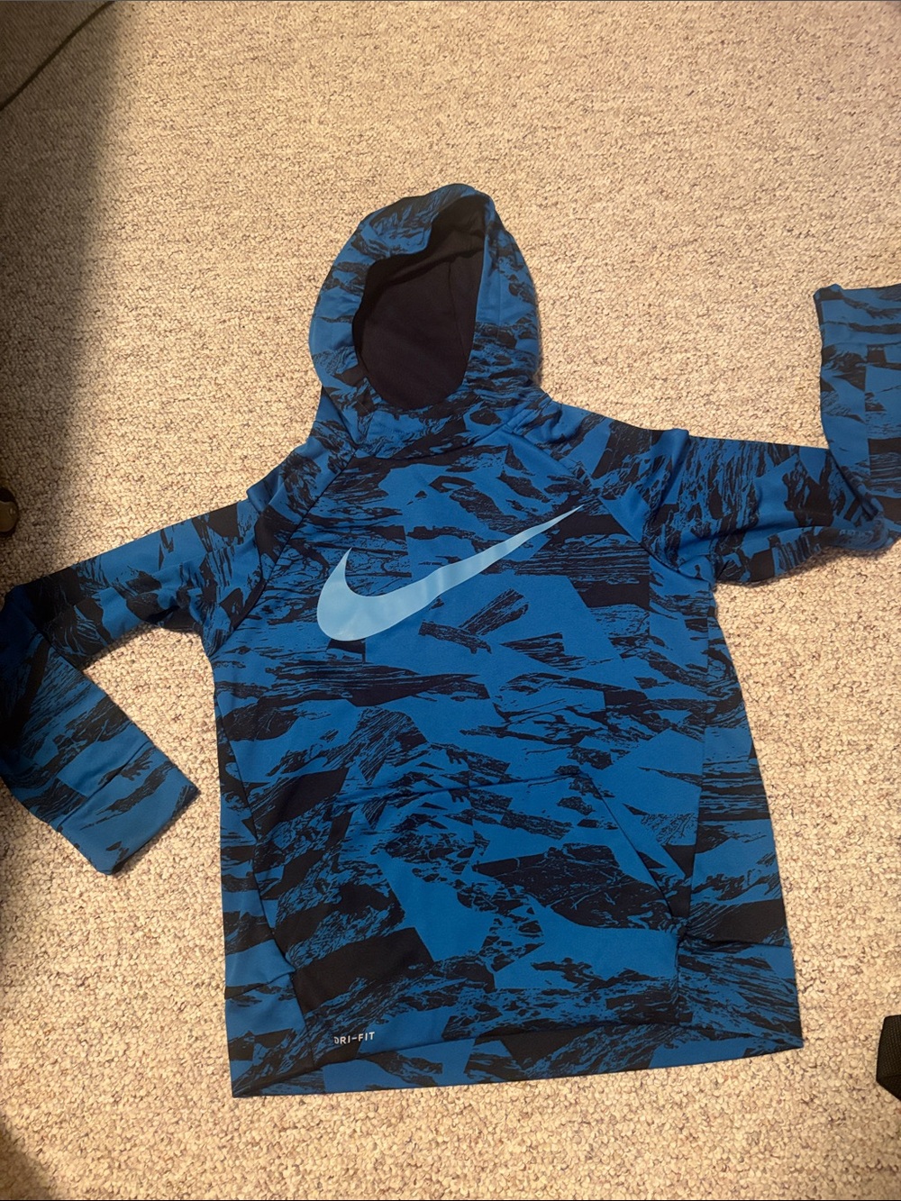Boys Nike Blue & Black Boys' Hooded Dri-FIT Pullover
